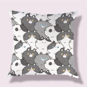 Cartoon Kitty Cats Pattern Zippered Pillowcase for Accent Pillow 17" x 17"